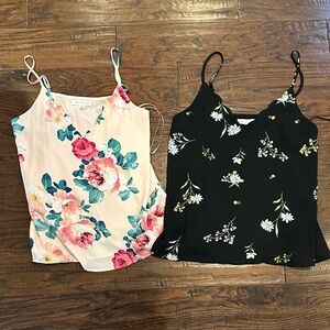 Set of 2 Socialite Floral Print Women's Tops - Black and Cream